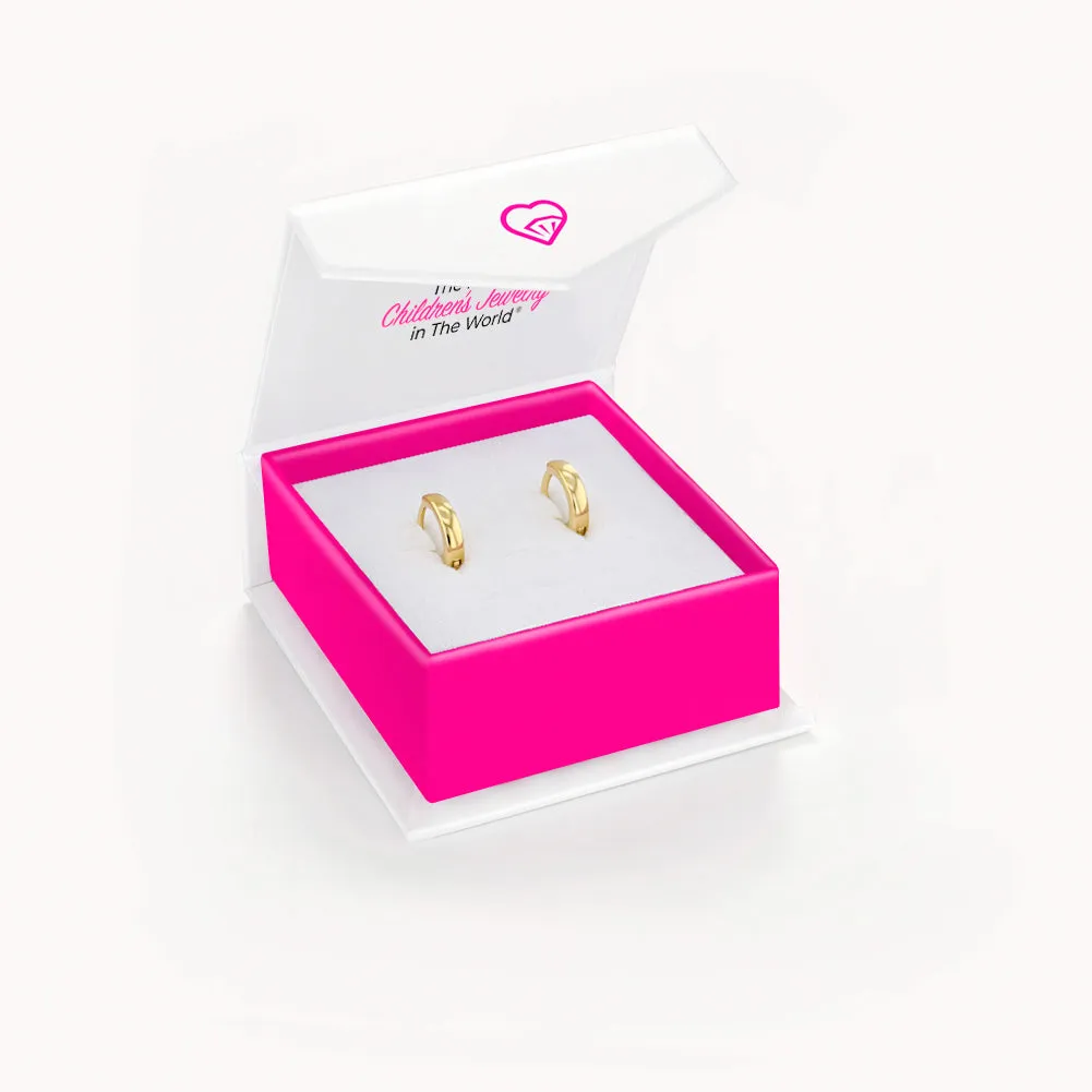 Rounded Classic 9mm Earrings Hoop/Huggie Safety Latch - Gold Plated Sterling Silver