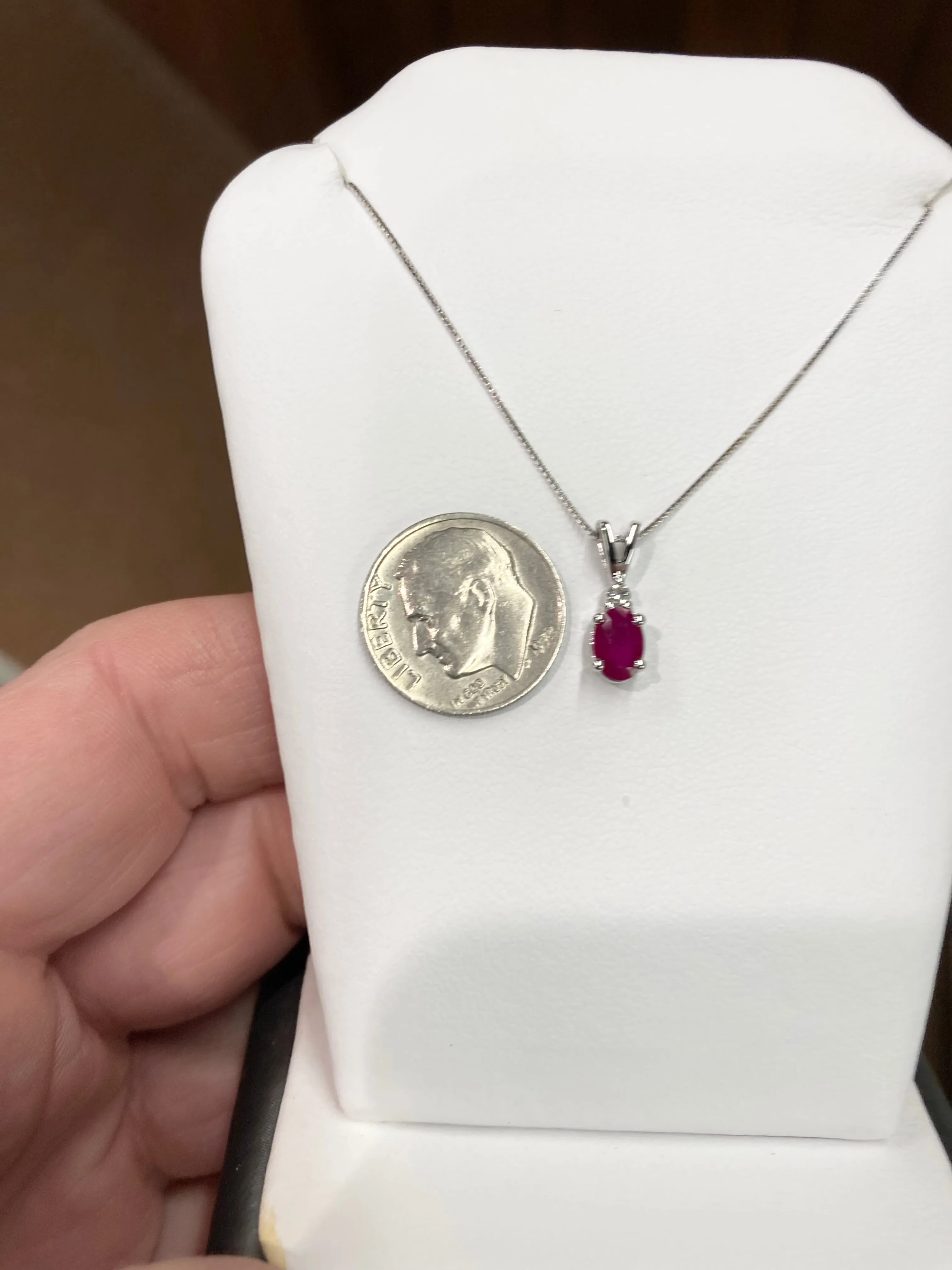 Ruby And Diamond White Gold Pendant And Chain