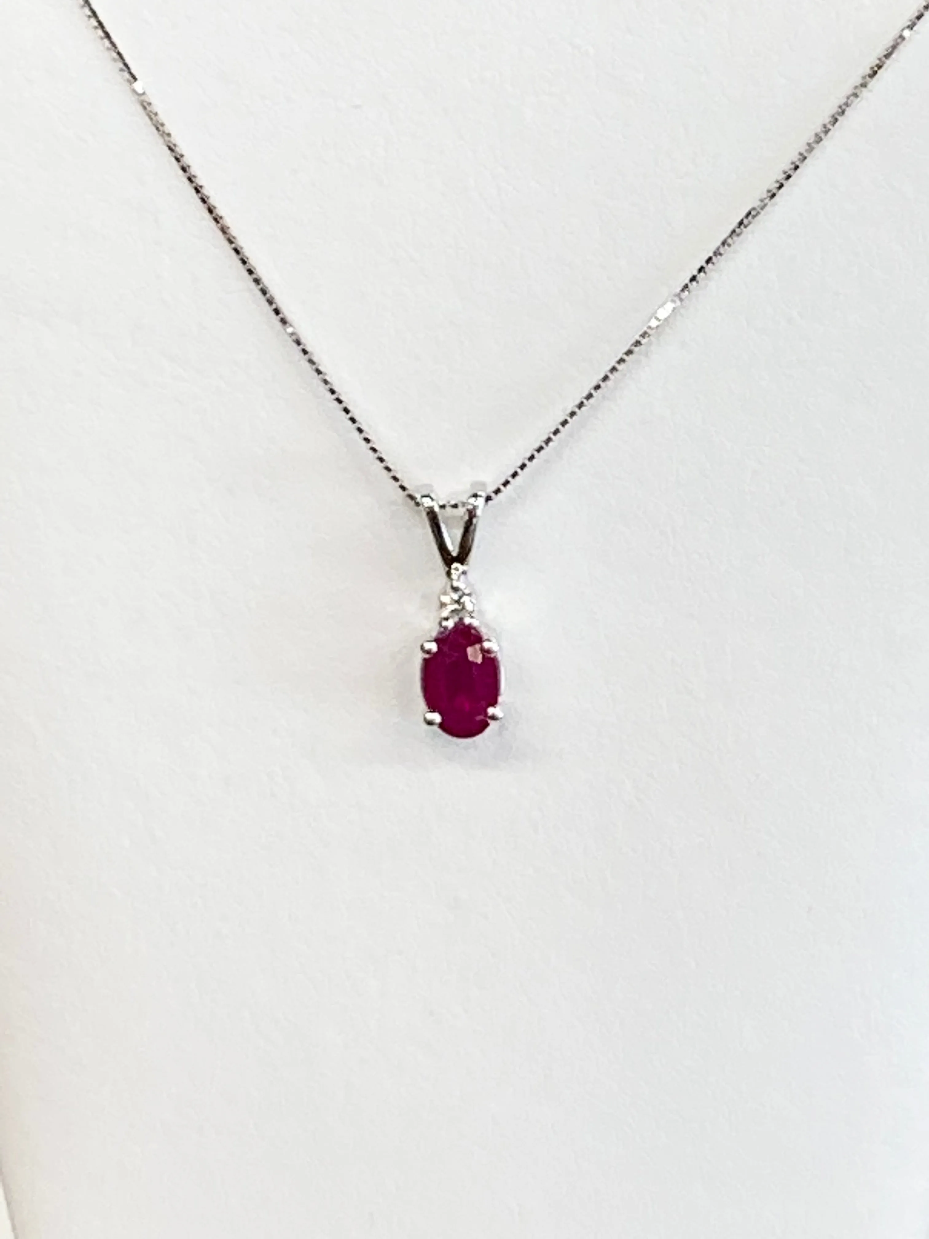 Ruby And Diamond White Gold Pendant And Chain