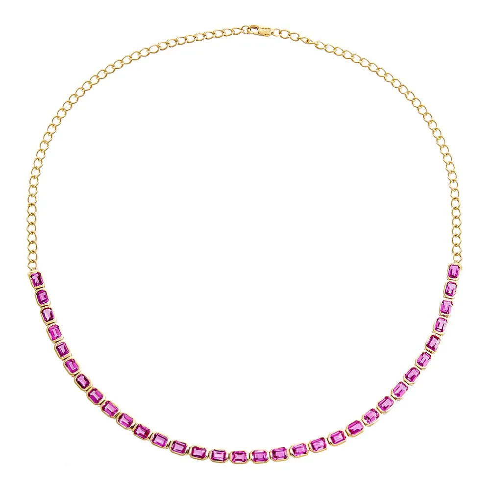 Ruby Baguette Tennis Choker 14K