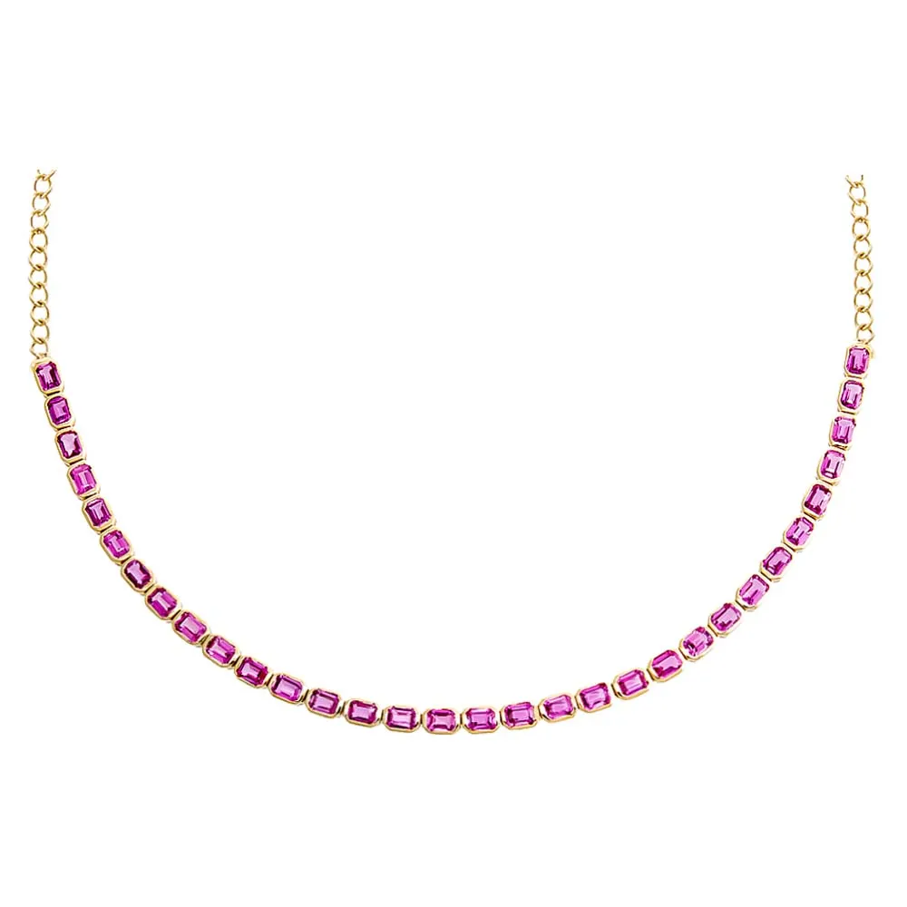 Ruby Baguette Tennis Choker 14K