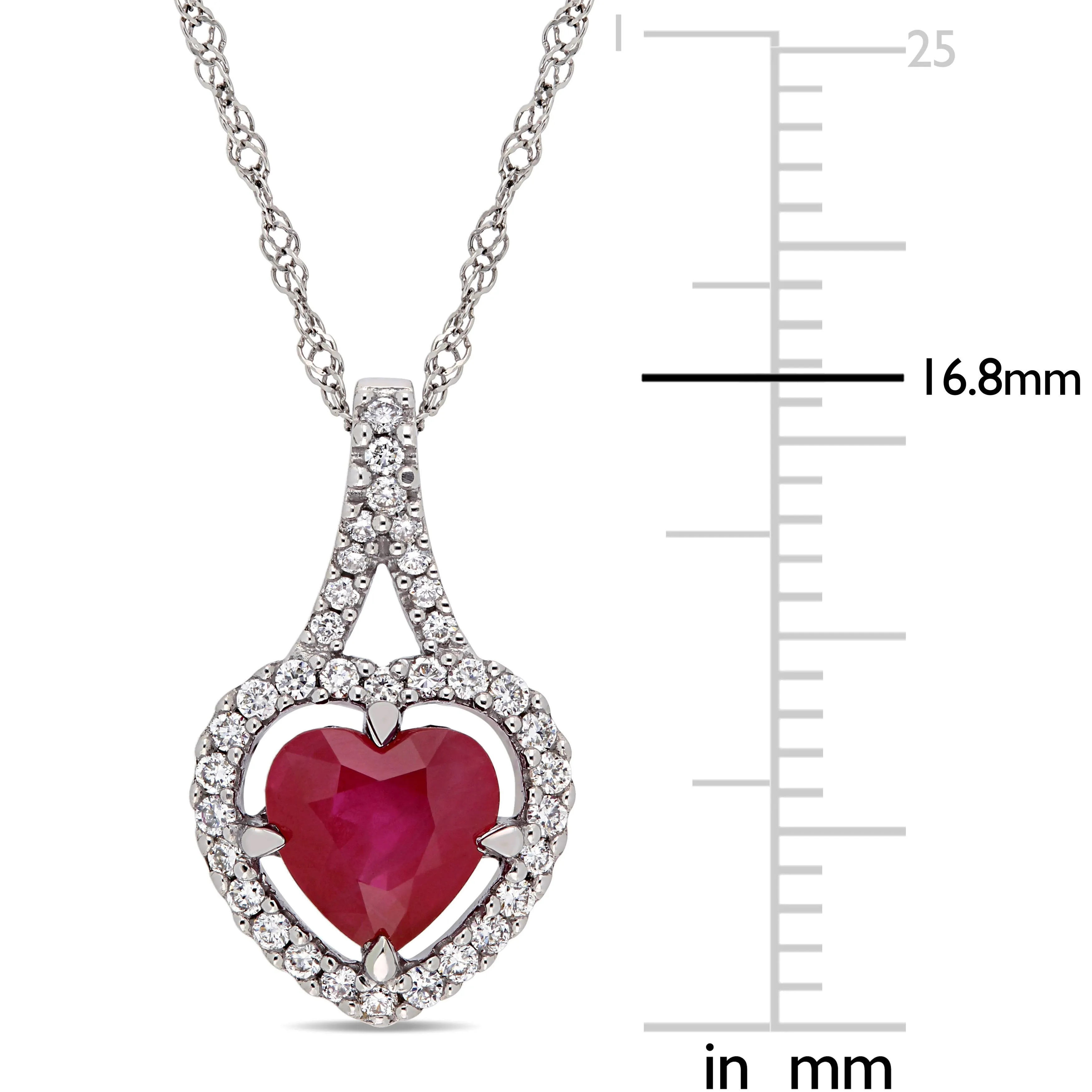 Ruby Halo Heart Pendant