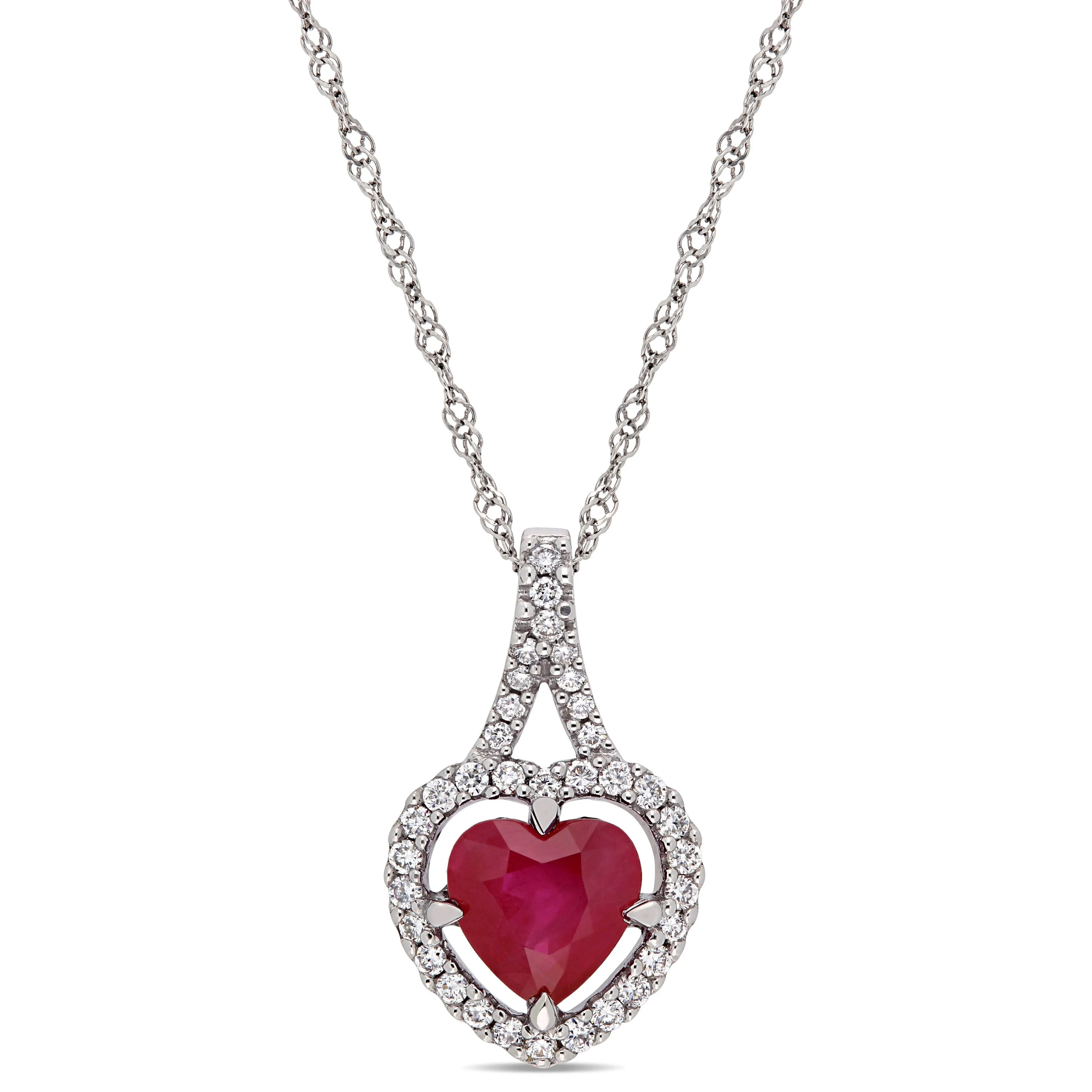 Ruby Halo Heart Pendant