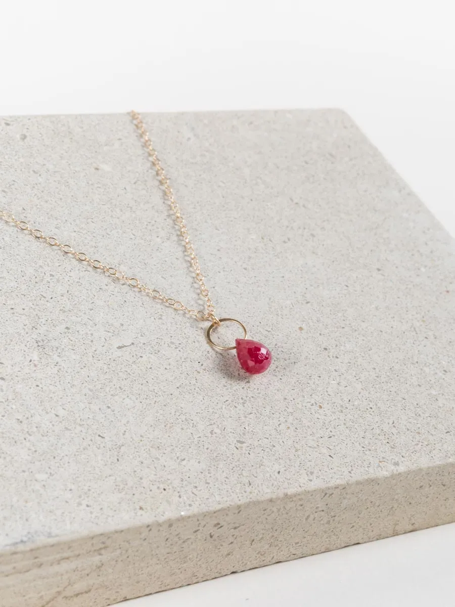 ruby single drop necklace