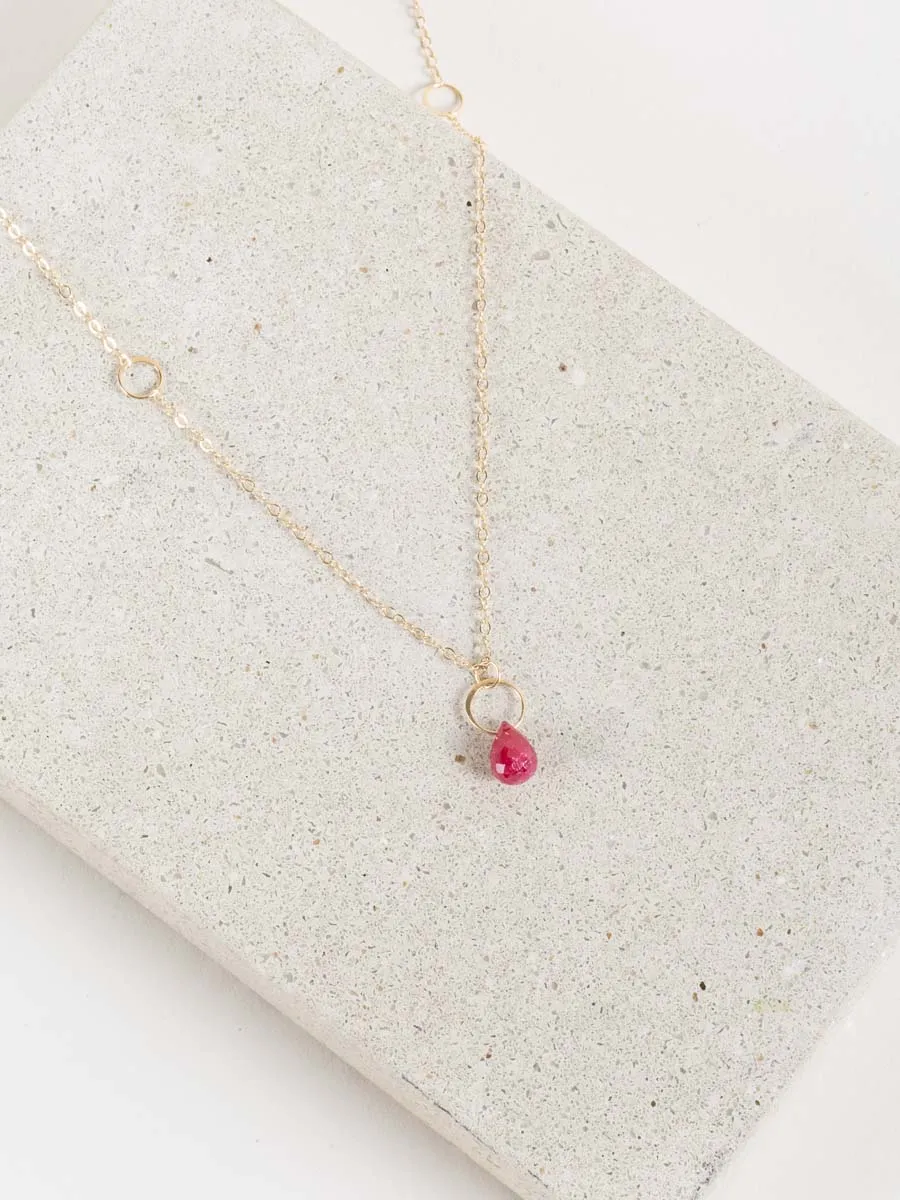 ruby single drop necklace