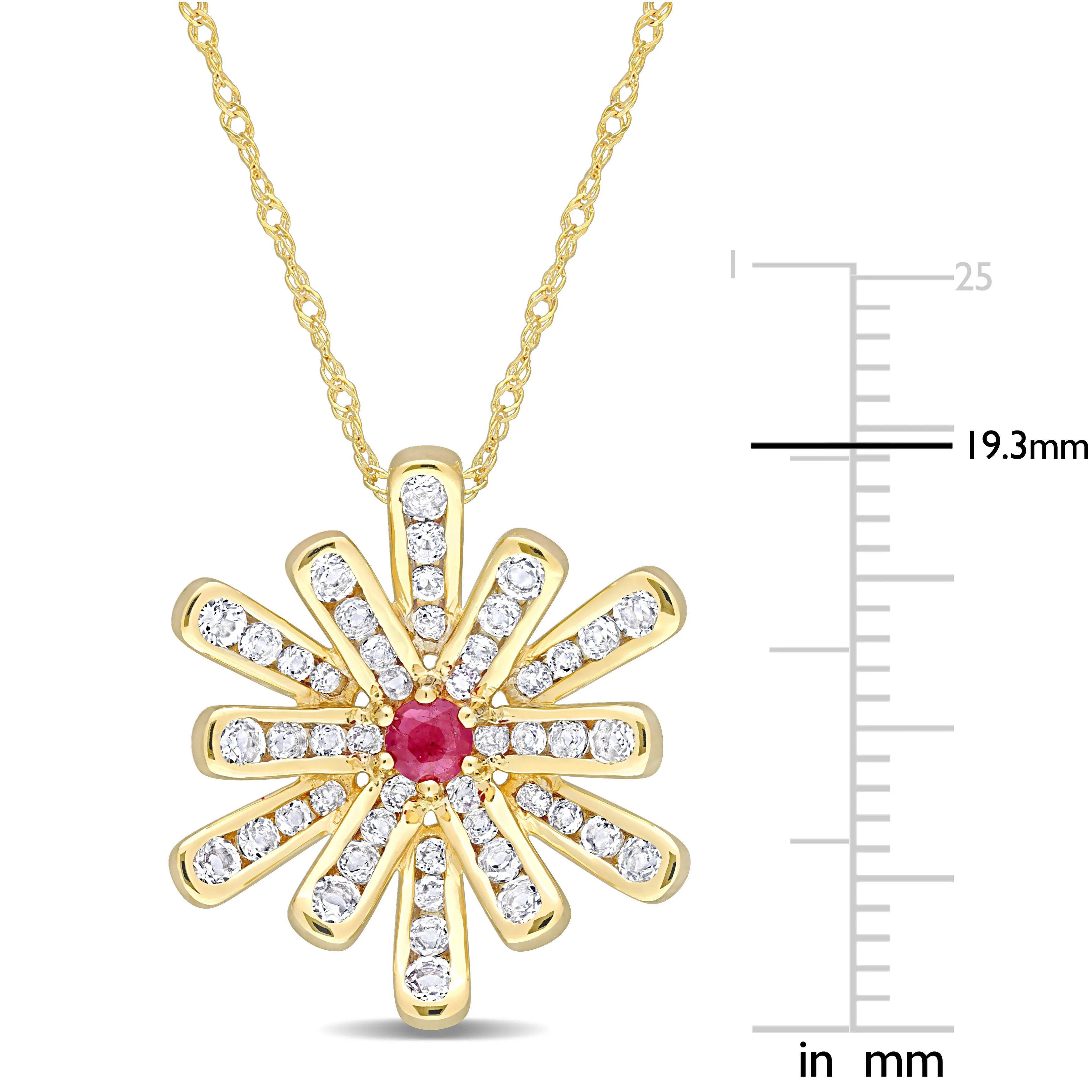 Ruby White Topaz Flower Pendant