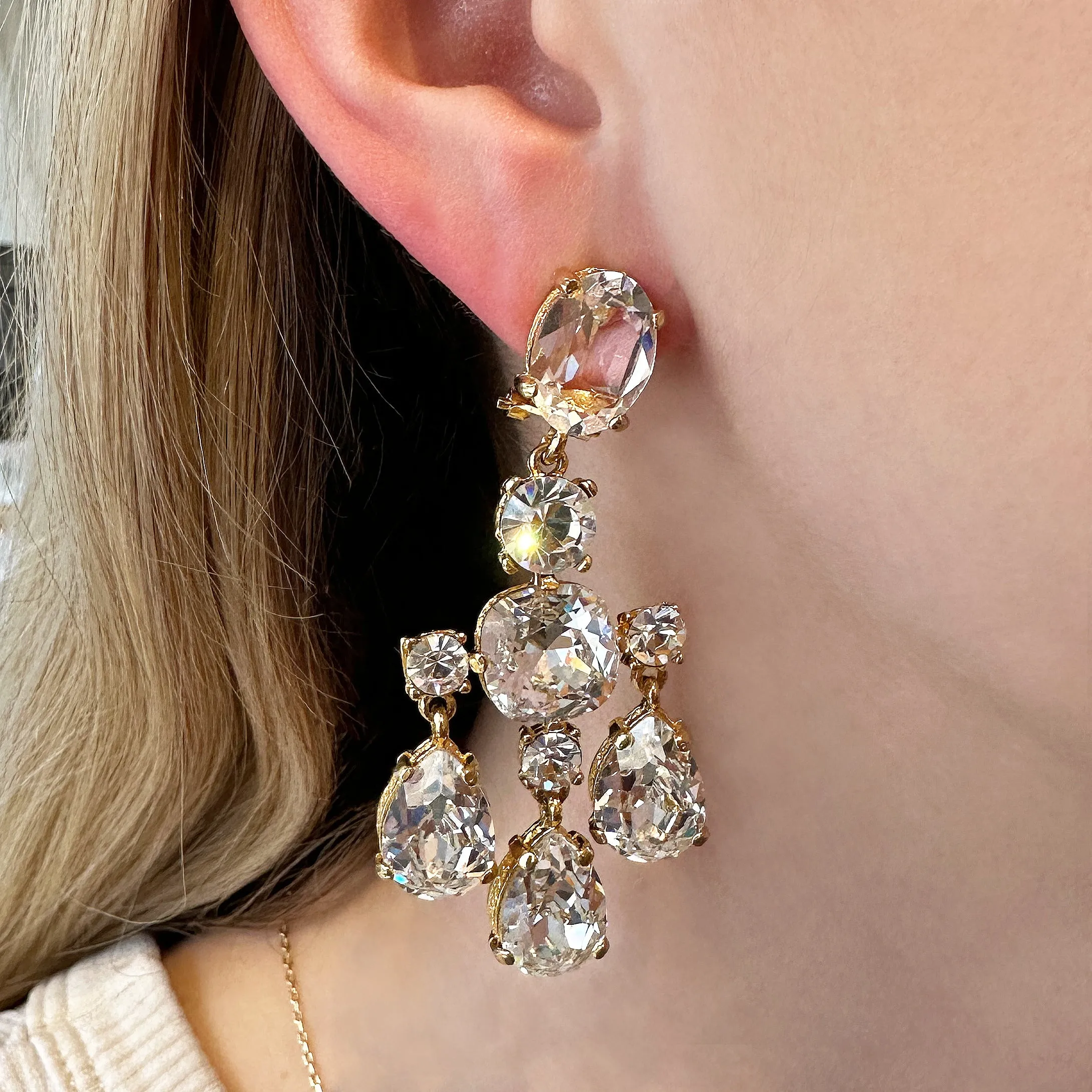 SALE Clear Chandelier Earrings