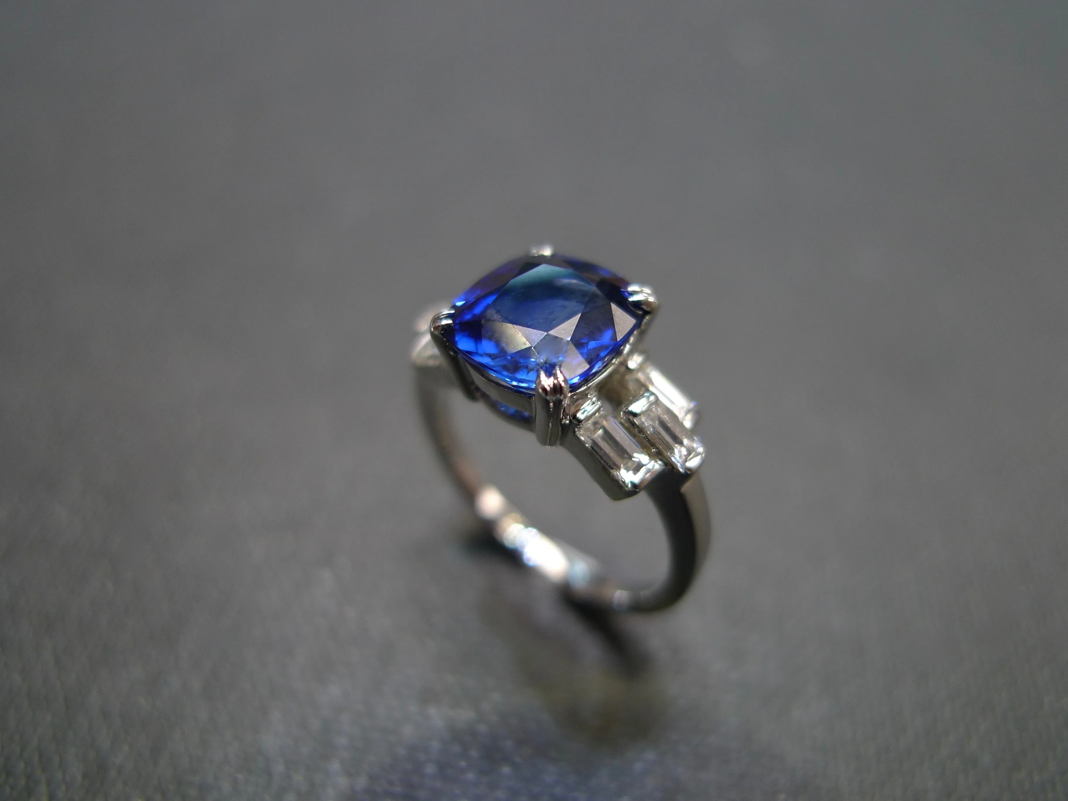 Sapphire and Baguette Diamond Ring