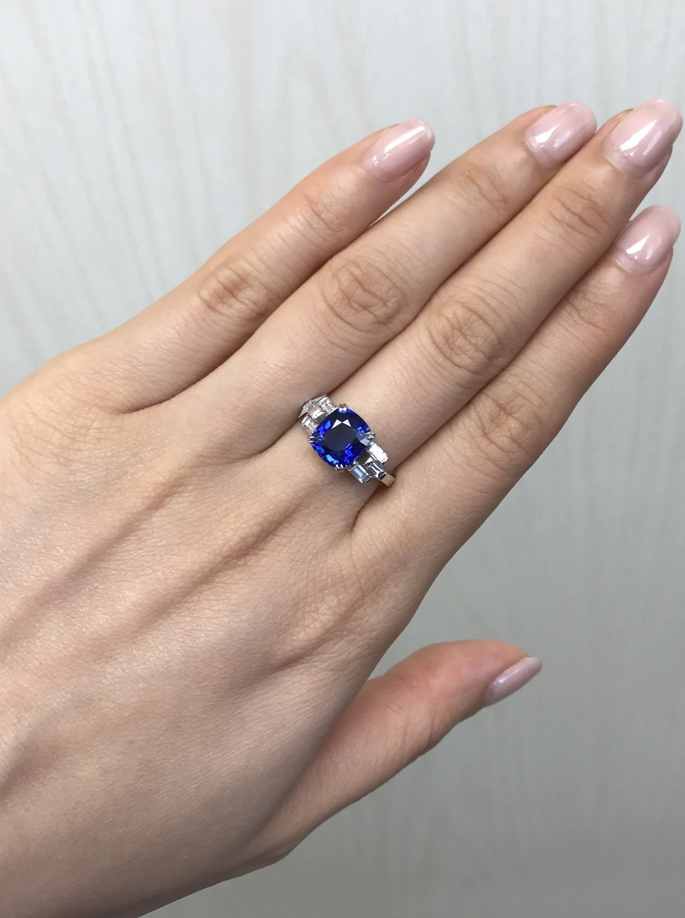 Sapphire and Baguette Diamond Ring