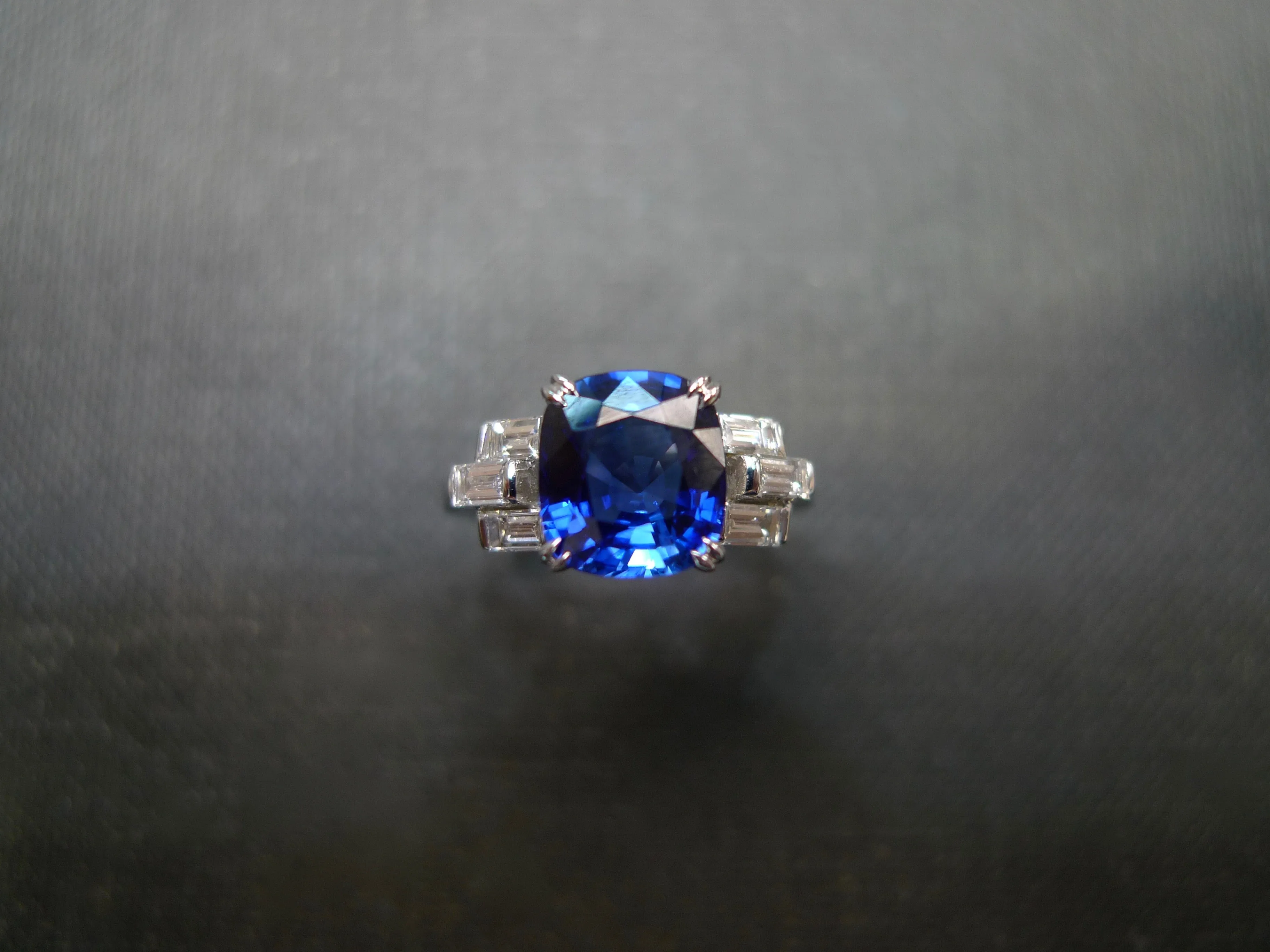 Sapphire and Baguette Diamond Ring