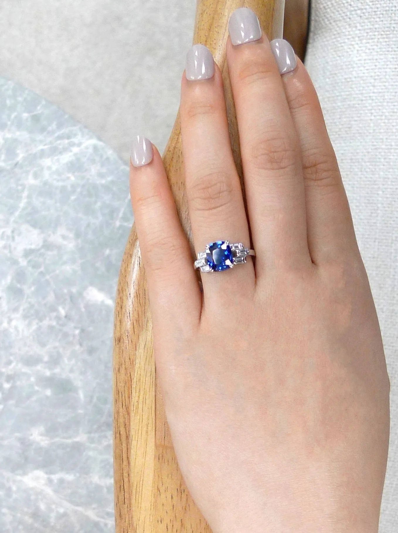 Sapphire and Baguette Diamond Ring