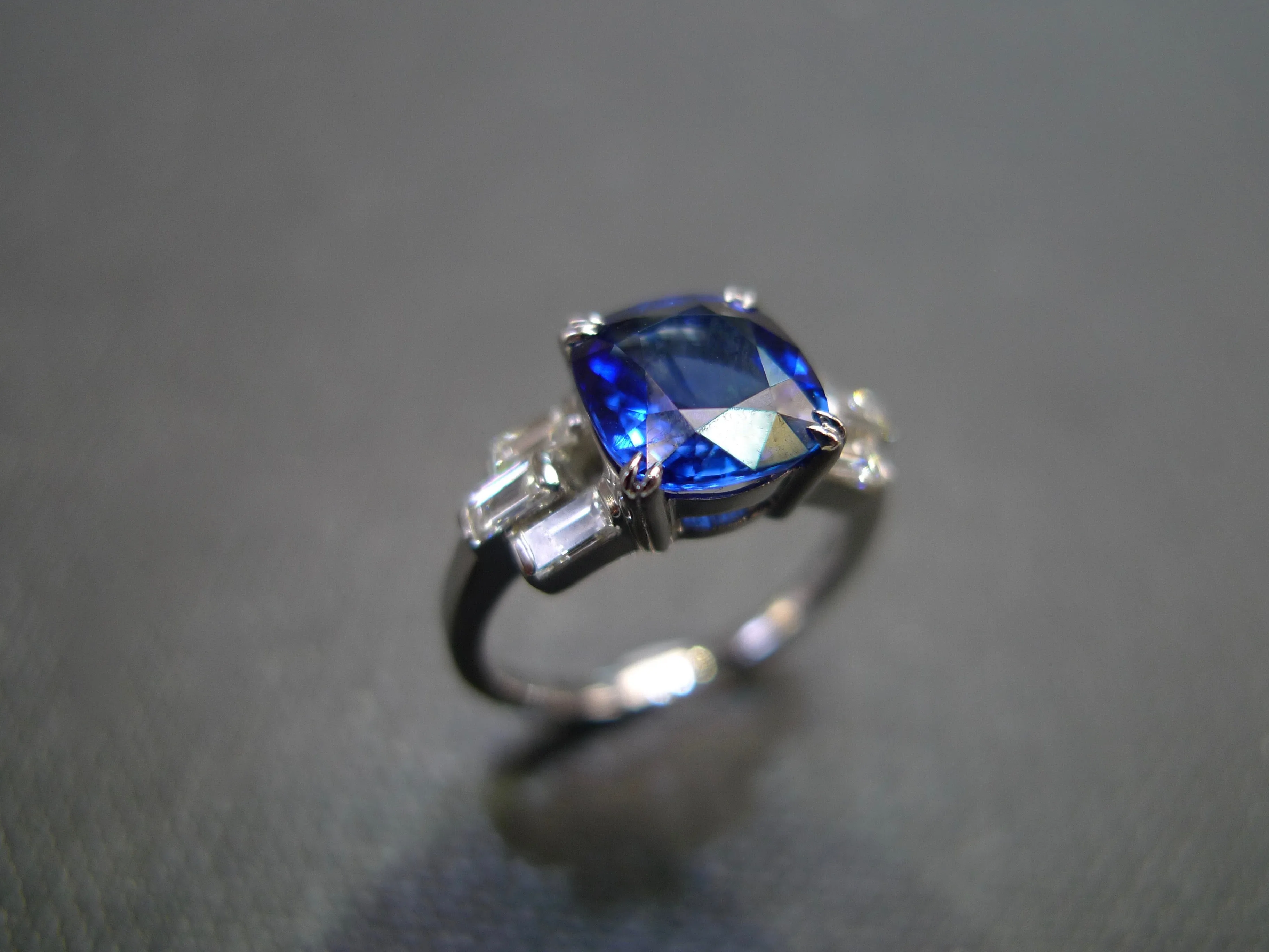 Sapphire and Baguette Diamond Ring