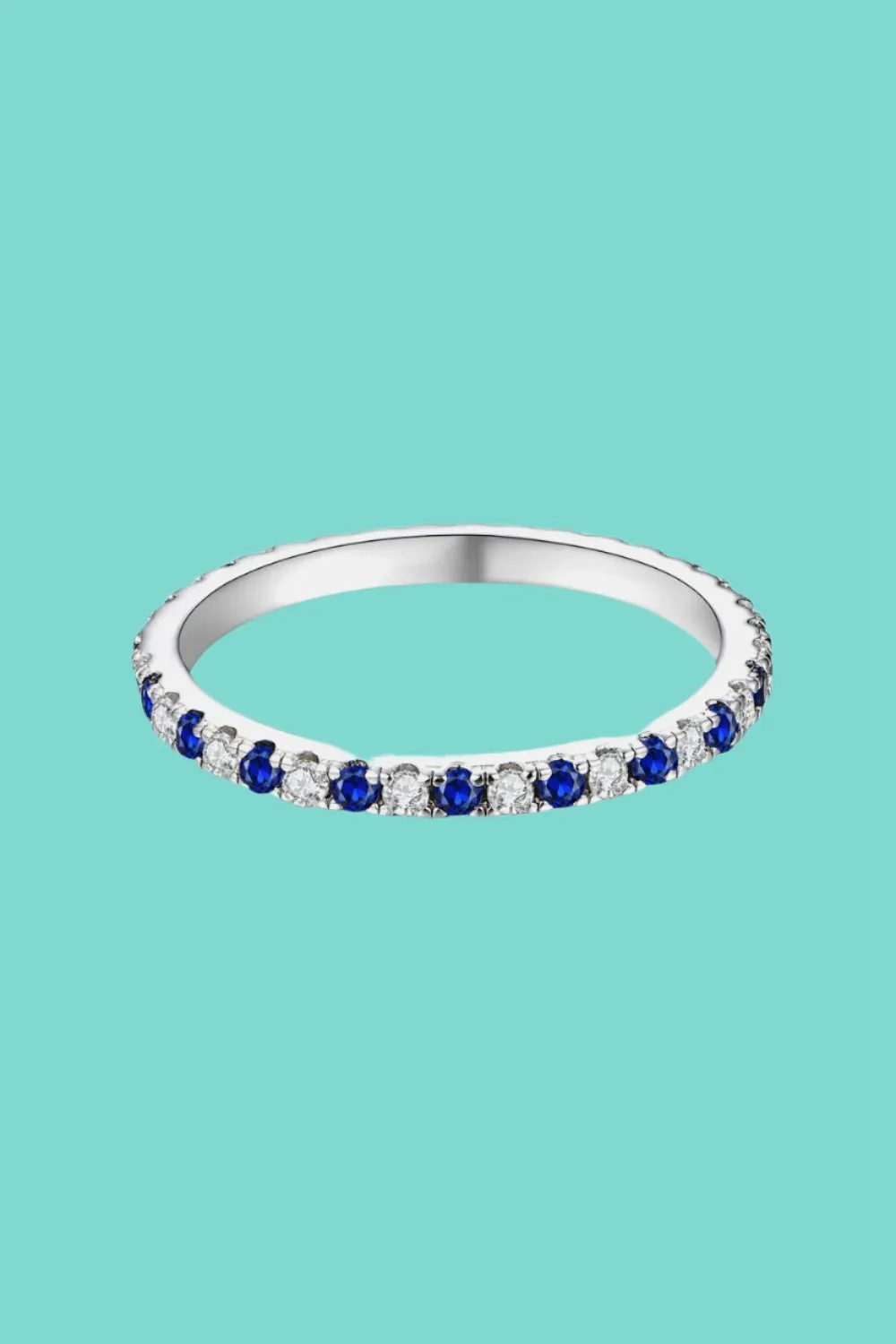 Sapphire Moissanite Eternity Band Ring