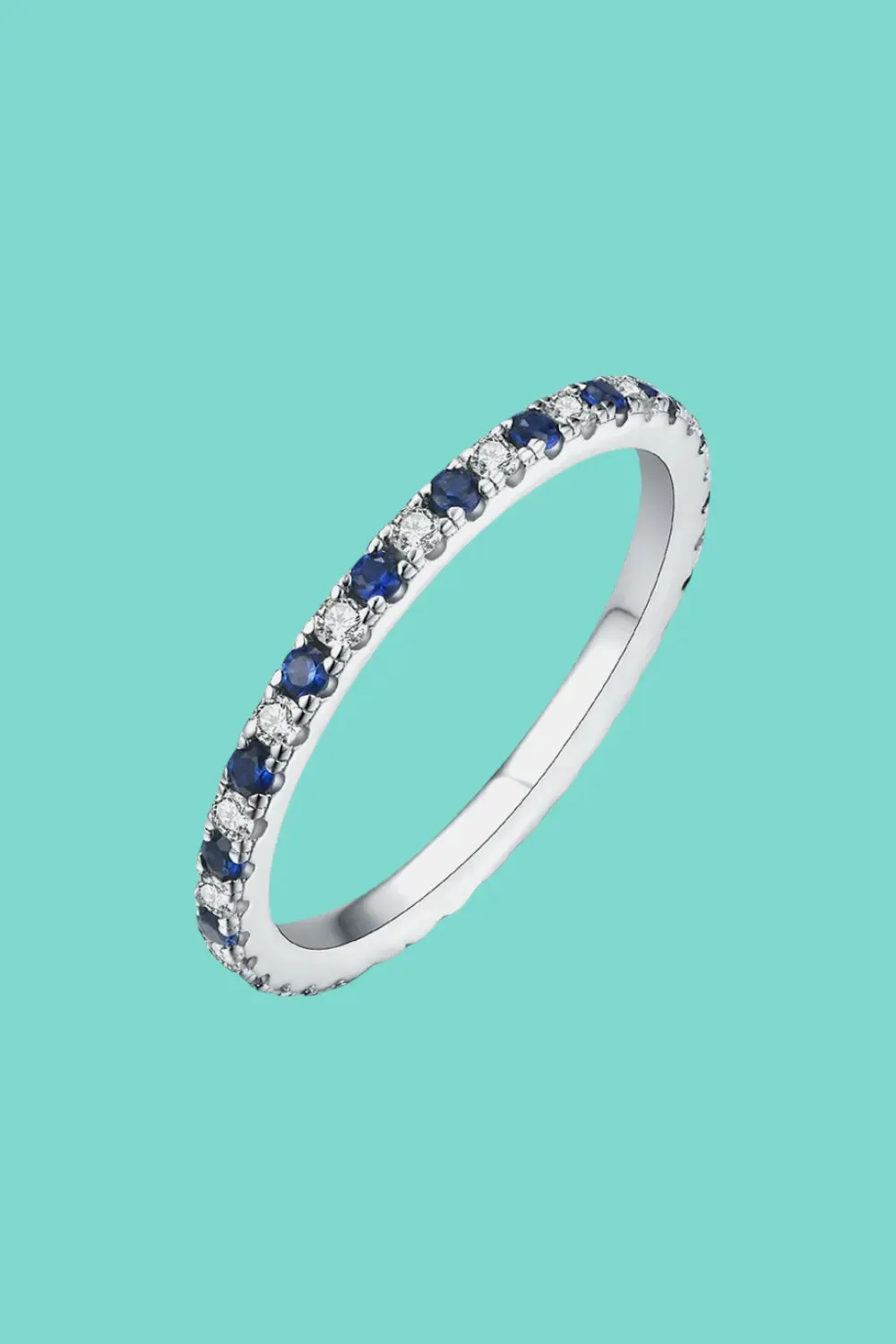 Sapphire Moissanite Eternity Band Ring