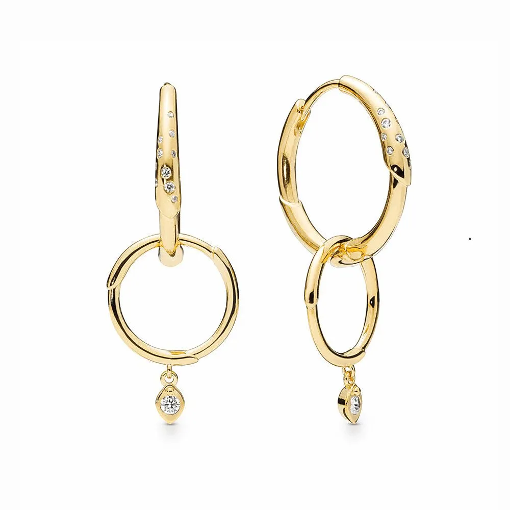 Seeing Double | Gold Hoop Earrings with Interchangeable Diamond Charm