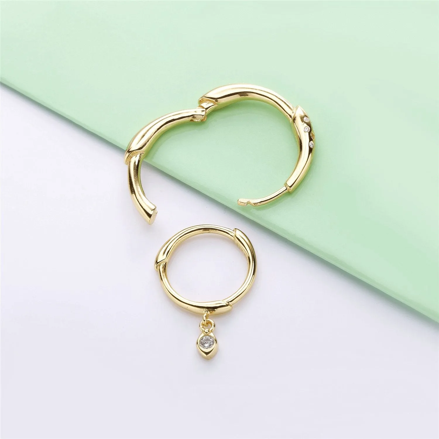 Seeing Double | Gold Hoop Earrings with Interchangeable Diamond Charm