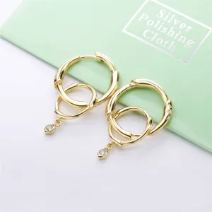 Seeing Double | Gold Hoop Earrings with Interchangeable Diamond Charm