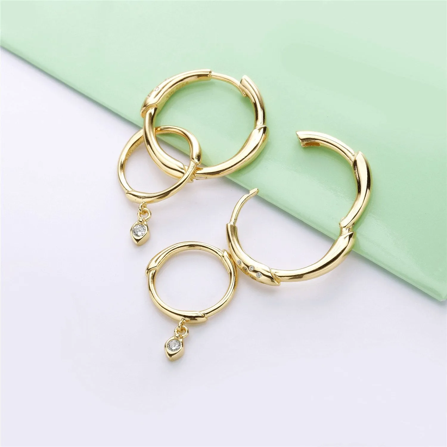 Seeing Double | Gold Hoop Earrings with Interchangeable Diamond Charm