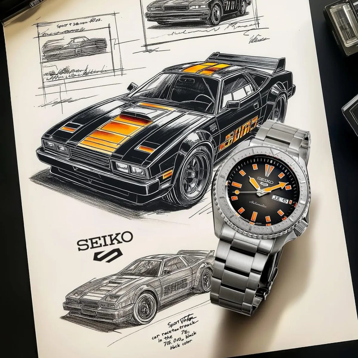 Seiko 5 Sports SRPL47K1 SRPL47 SRPL47K Racer's Heritage "Midnight Circuit" Car Special Edition Watch