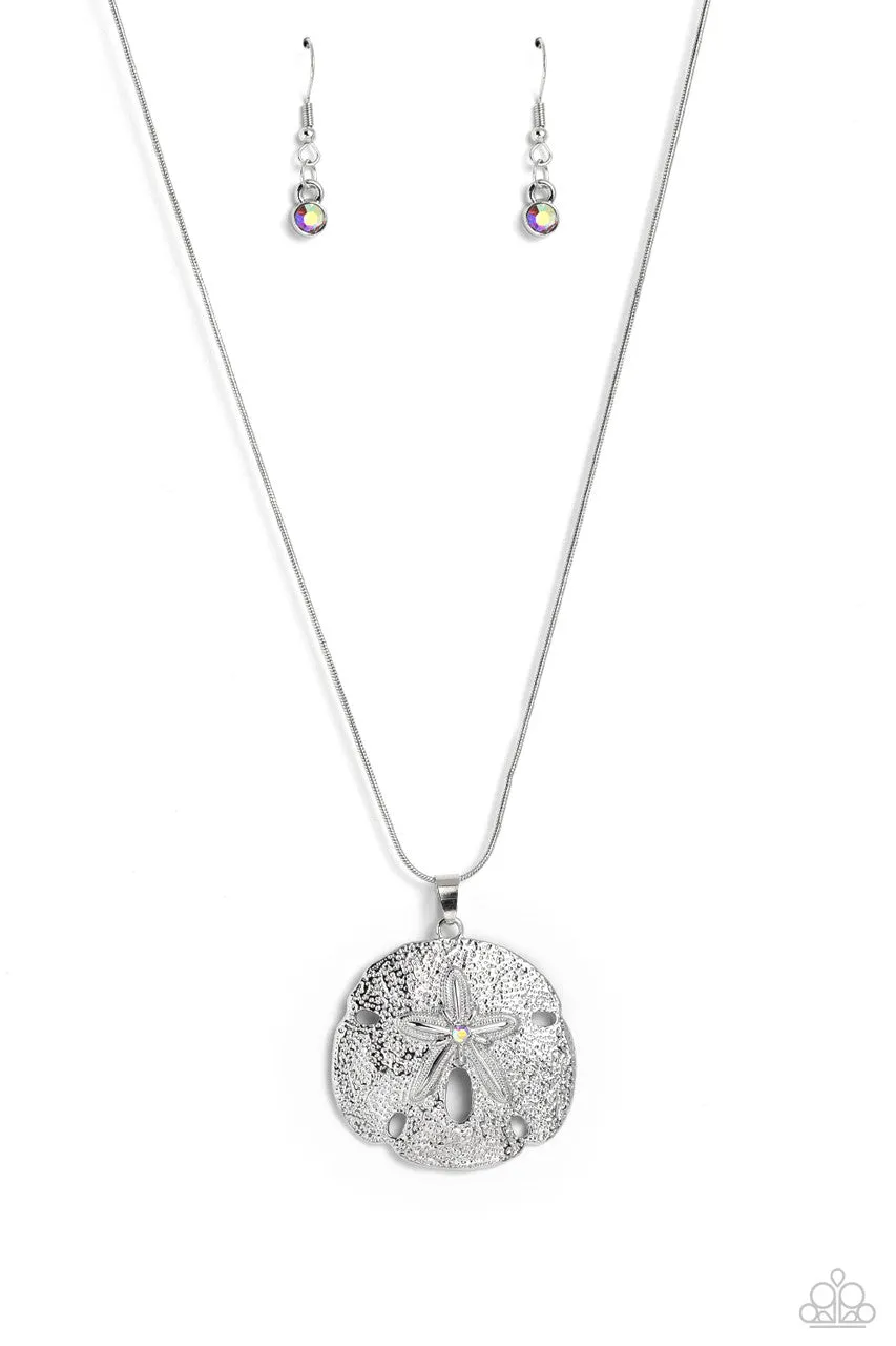 Seize the Sand Dollar - Pink - Iridescent Rhinestone Center Paparazzi Short Necklace