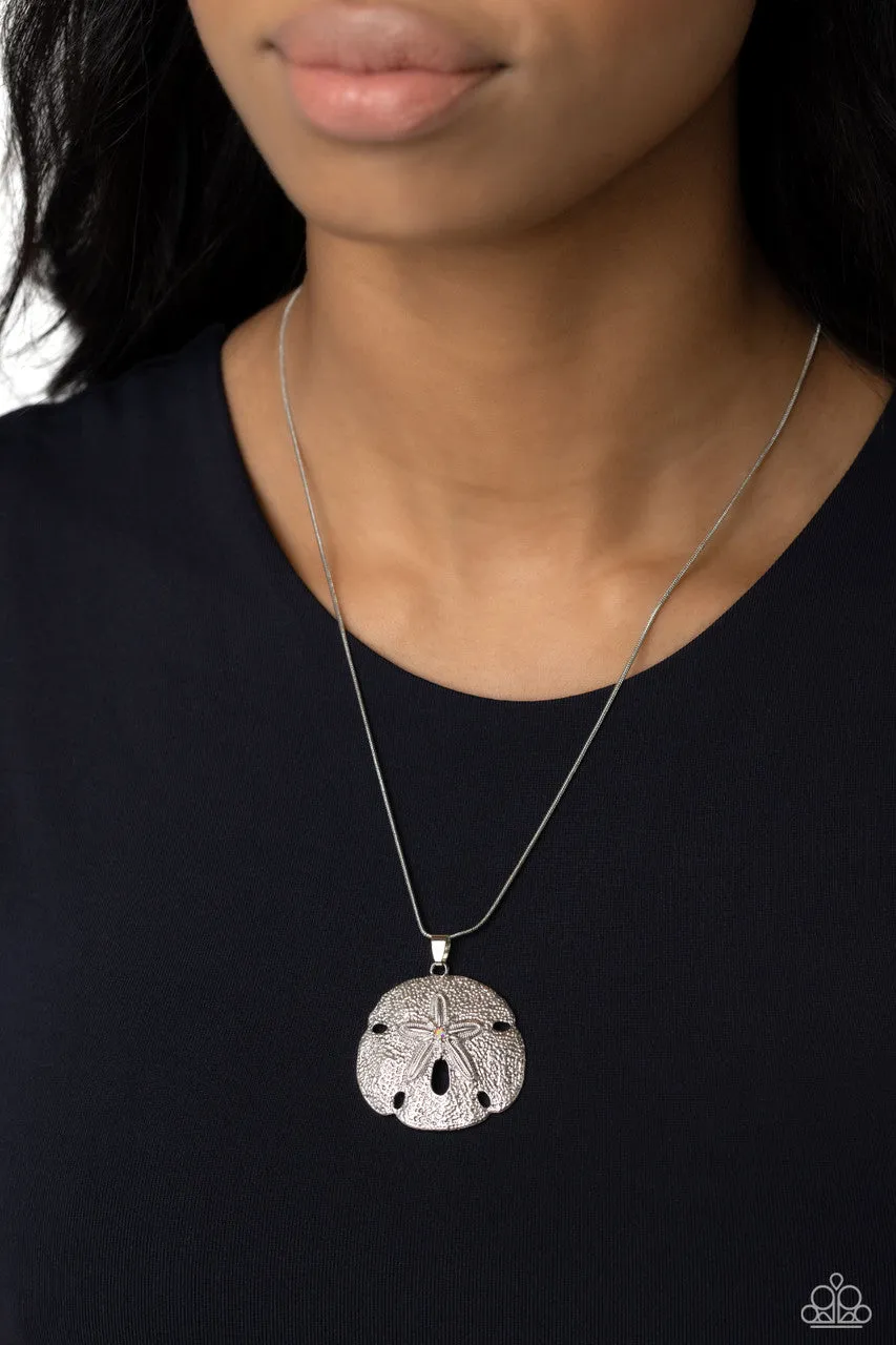 Seize the Sand Dollar - Pink - Iridescent Rhinestone Center Paparazzi Short Necklace
