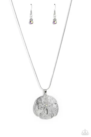 Seize the Sand Dollar - Pink - Iridescent Rhinestone Center Paparazzi Short Necklace