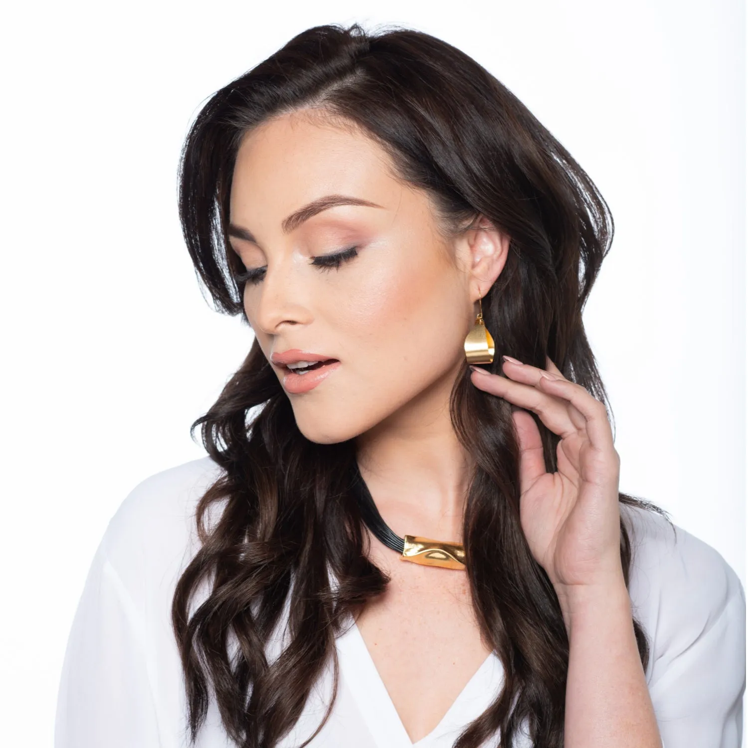 Shirley - Black cord & 24K gold detail necklace