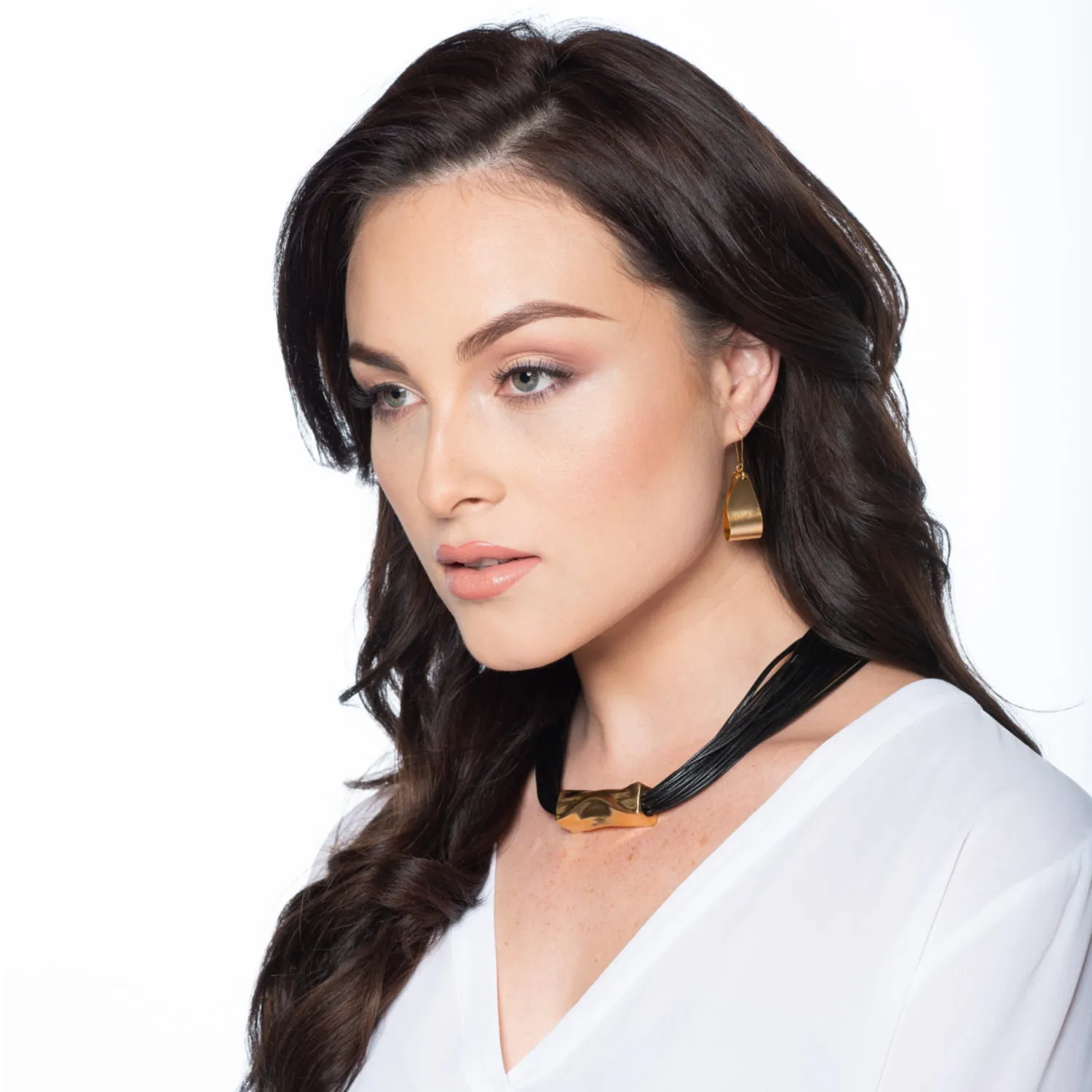 Shirley - Black cord & 24K gold detail necklace