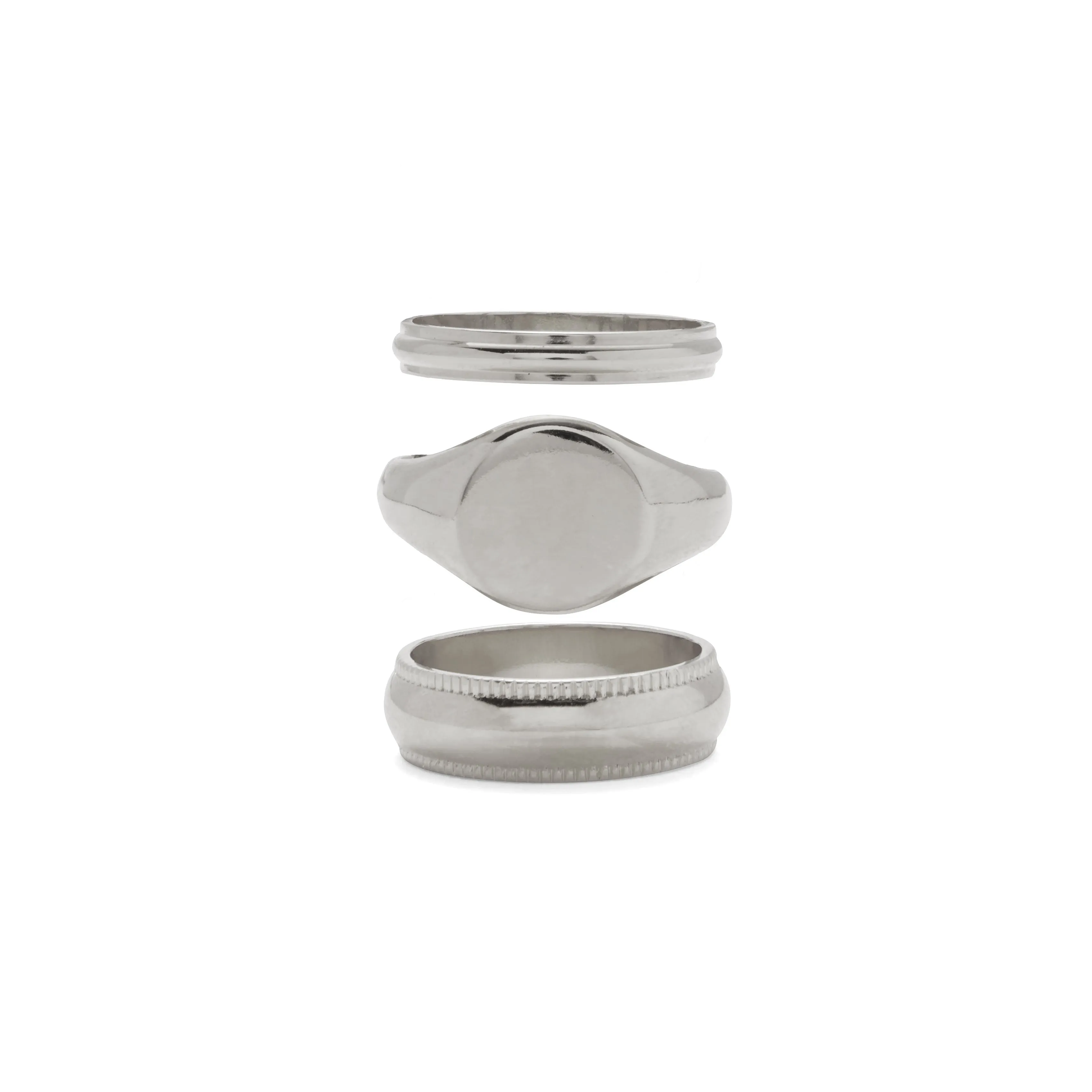 Signature Ring Set in Rhodium