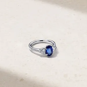 Silky Three Stone Sapphire and Diamond Ring