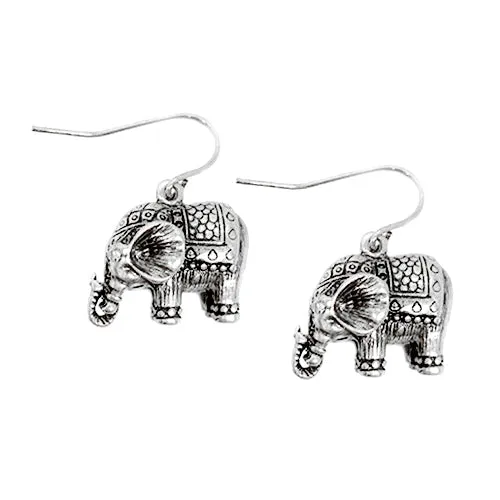 SILVER ANIMAL ELEPHANT EARRINGS  #SE29110_SILVER (CA1)