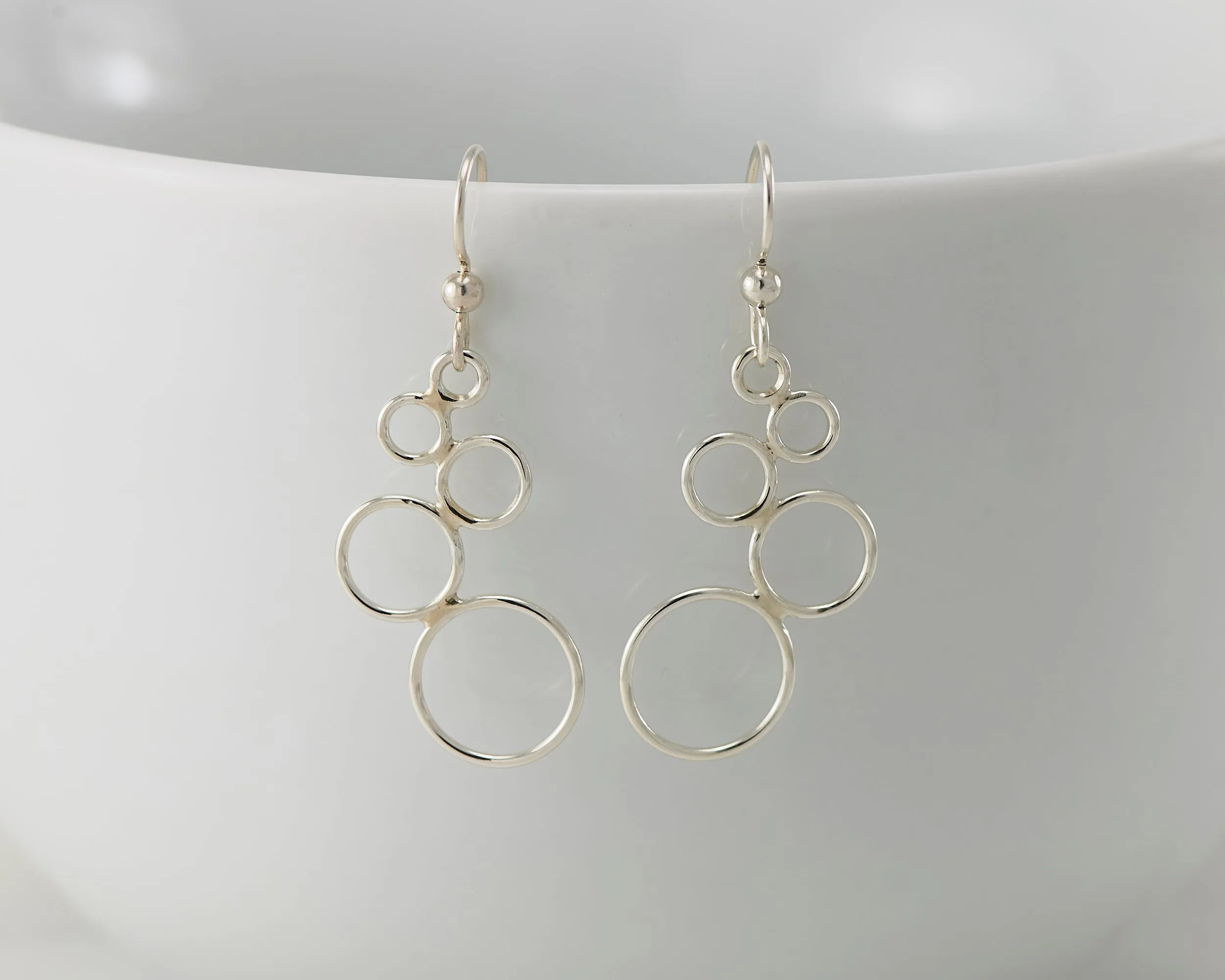 Silver Circles Chandelier Earrings