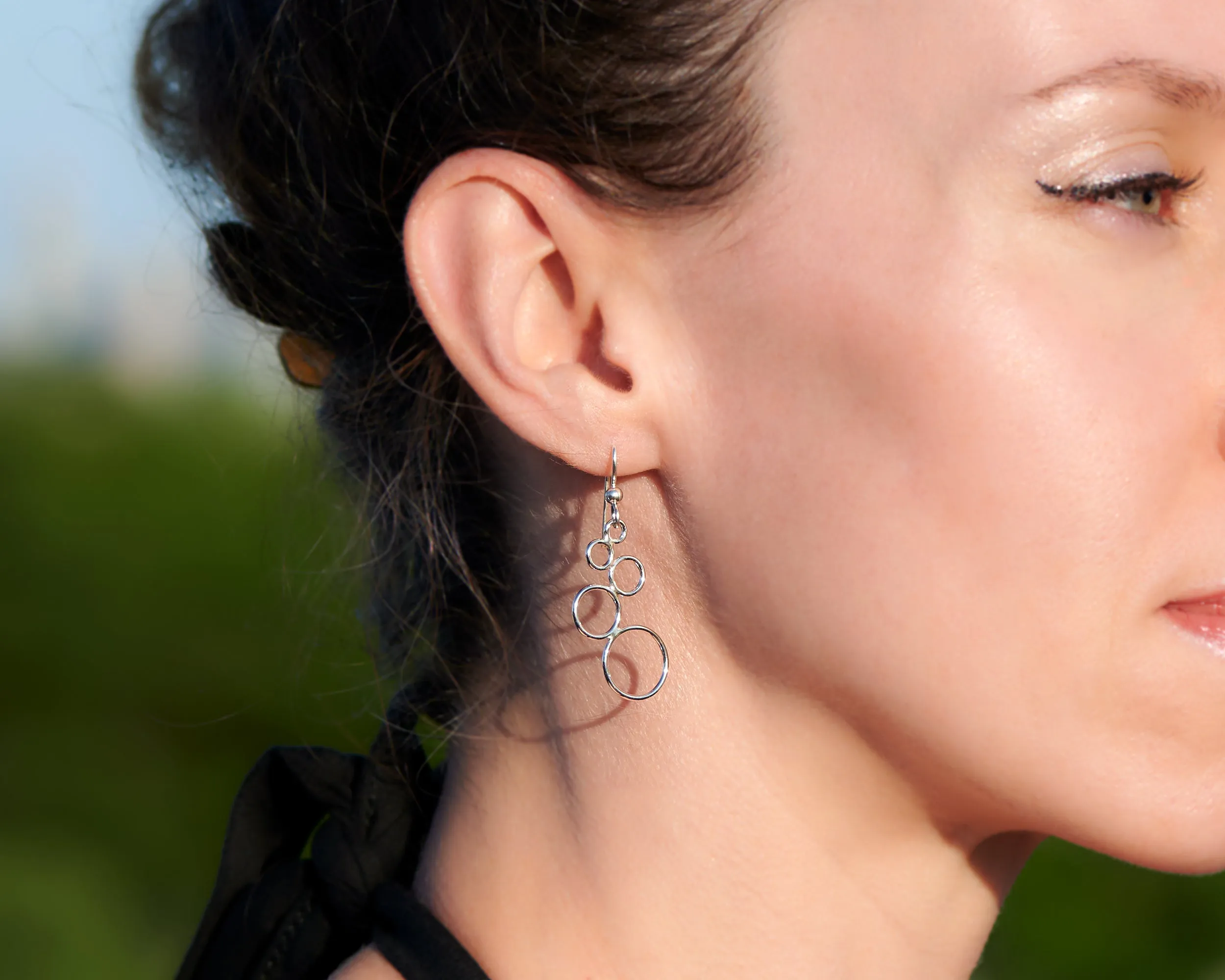 Silver Circles Chandelier Earrings