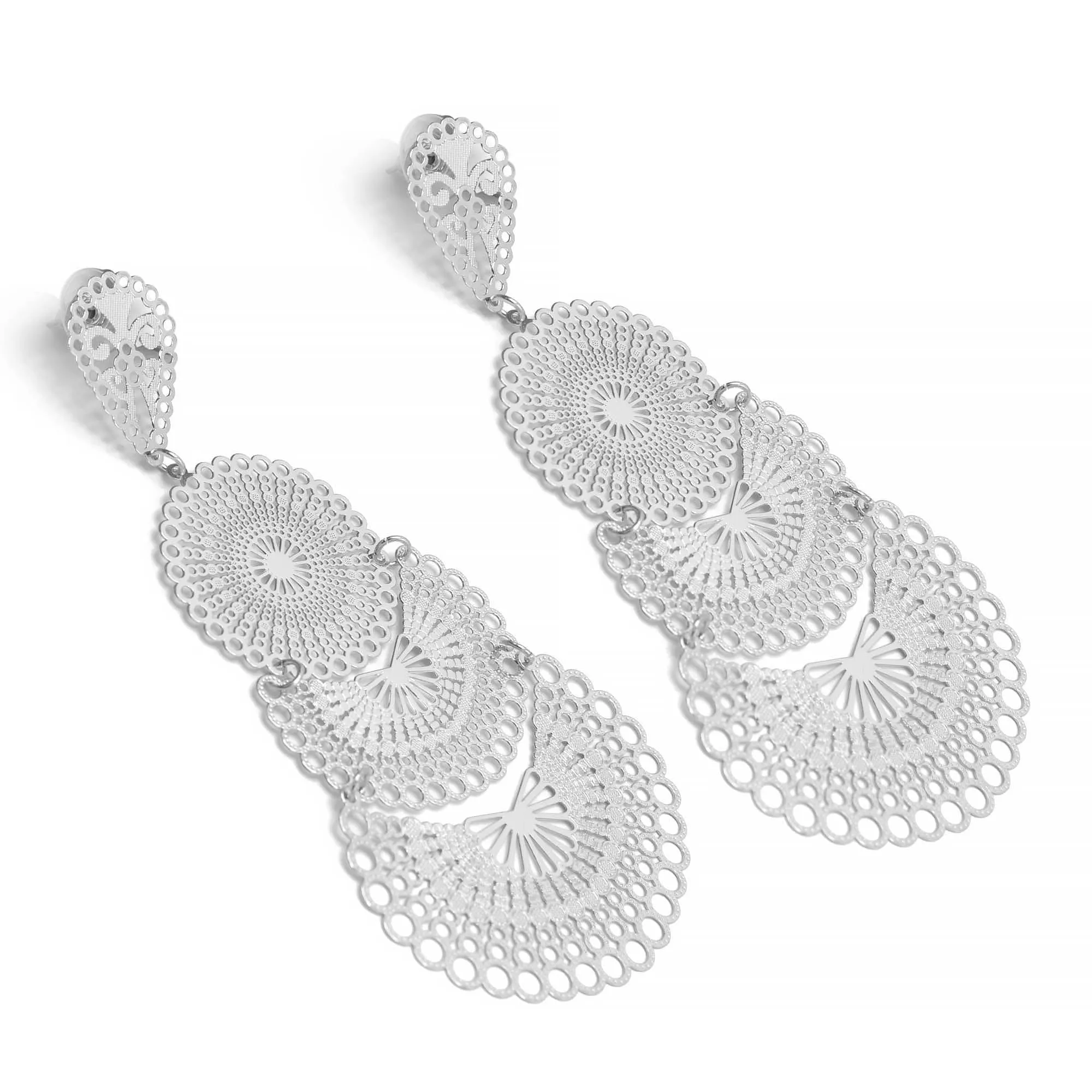 SILVER FILIGREE LIGHT WEIGHT EARRINGS#SQ20190135SIL(GH2/GH3)