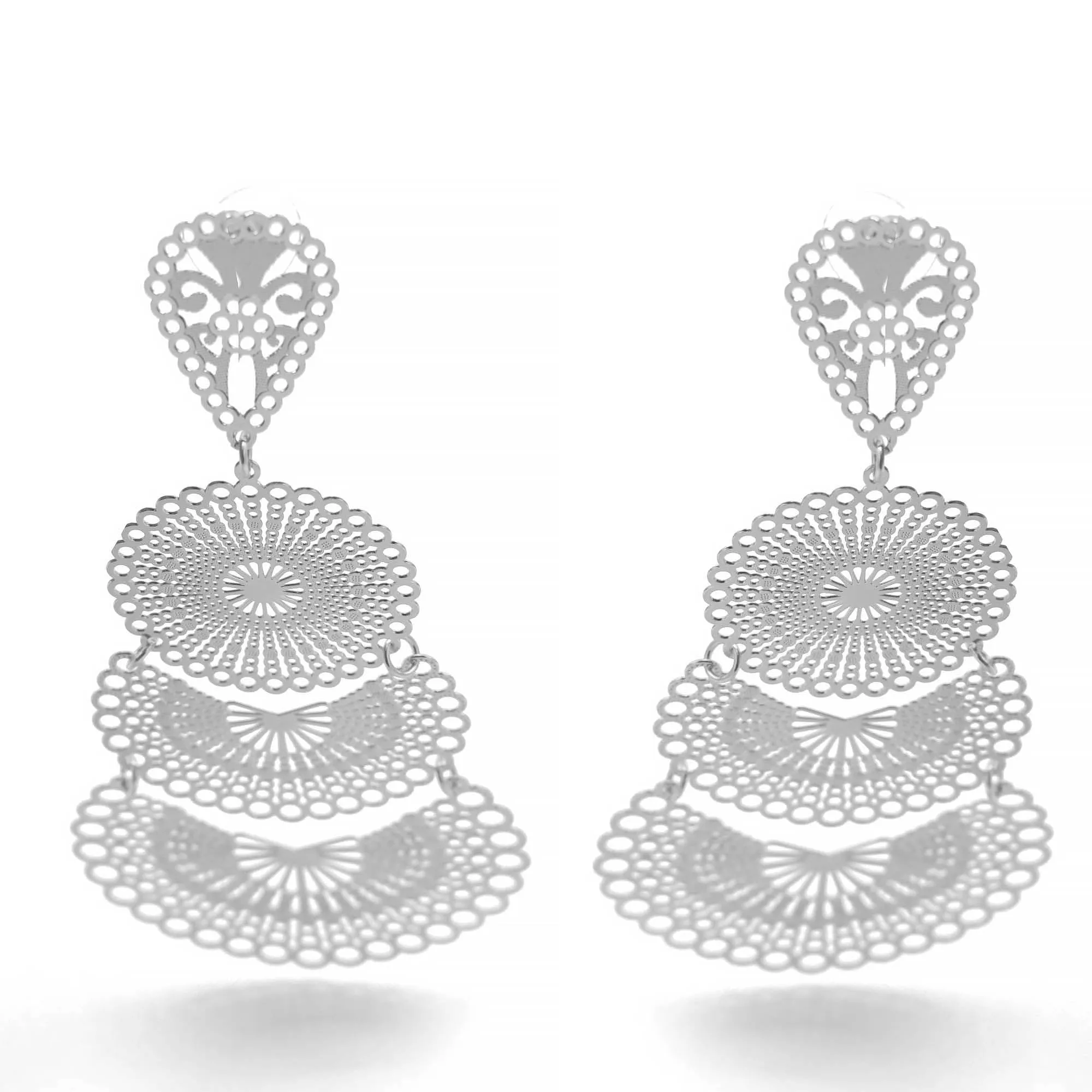 SILVER FILIGREE LIGHT WEIGHT EARRINGS#SQ20190135SIL(GH2/GH3)