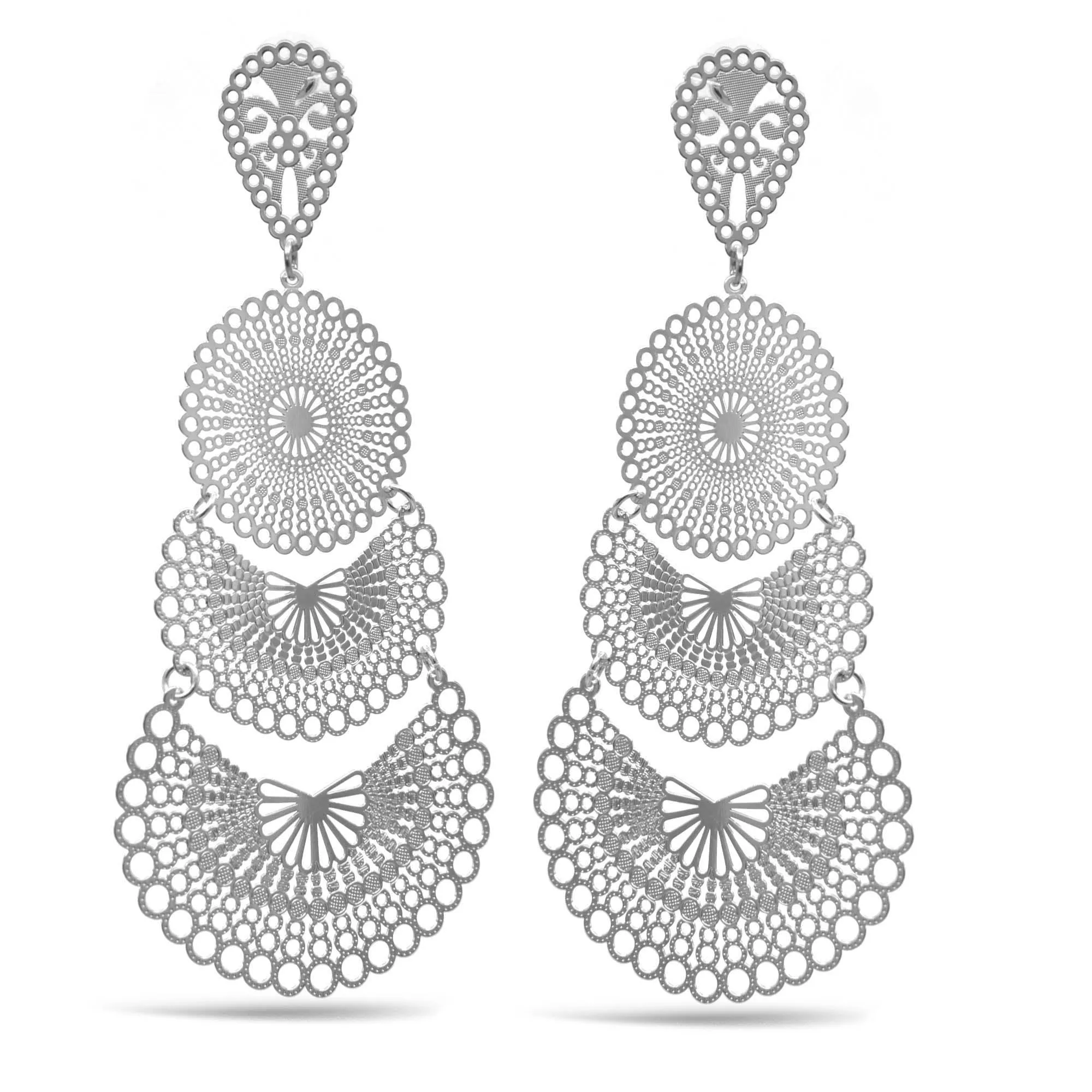 SILVER FILIGREE LIGHT WEIGHT EARRINGS#SQ20190135SIL(GH2/GH3)