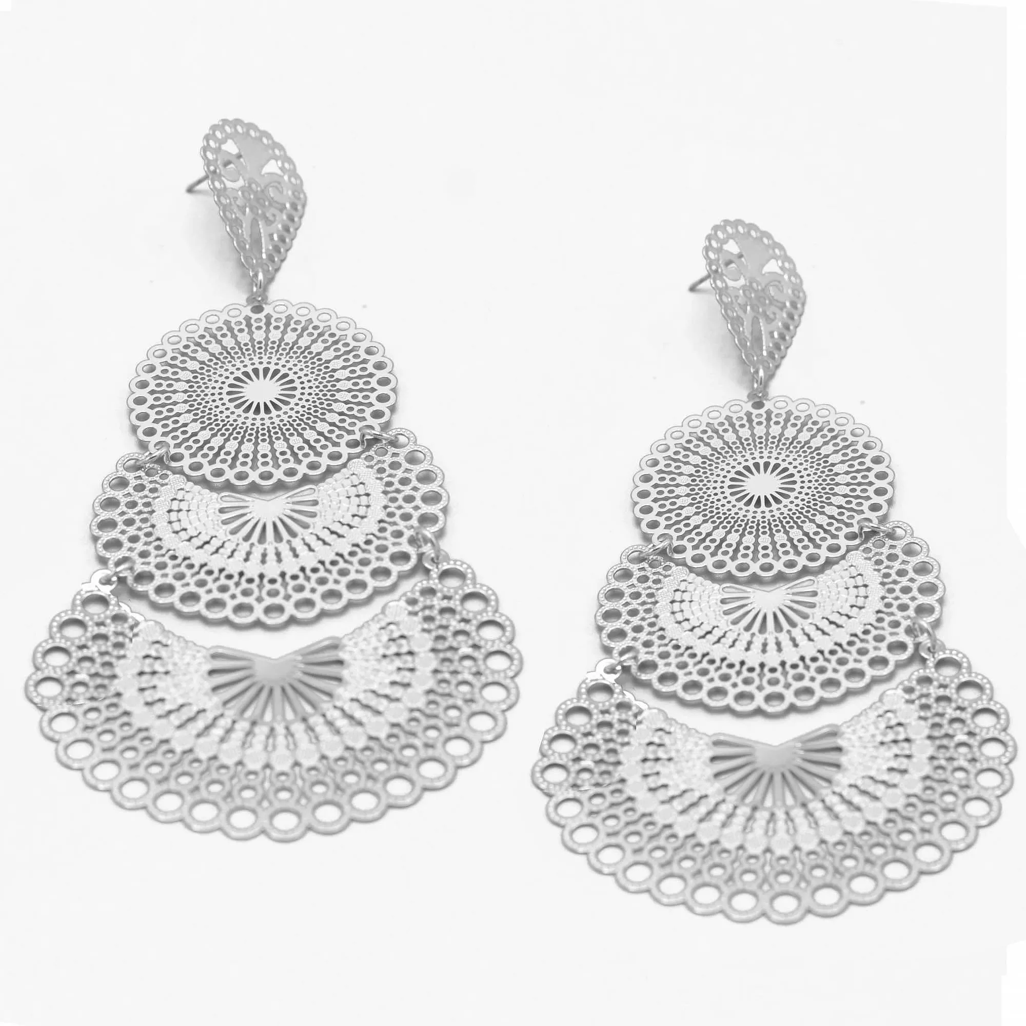 SILVER FILIGREE LIGHT WEIGHT EARRINGS#SQ20190135SIL(GH2/GH3)