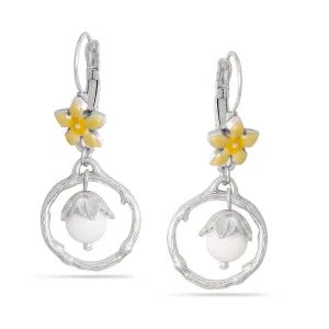 SILVER FLOWER DROP EARRINGS #203NT3501 (5F10/10G2/1D20)