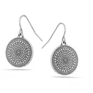 SILVER OXIDEZED ROUND DROP  EARRINGS #HNE88553SLOX (OA16)