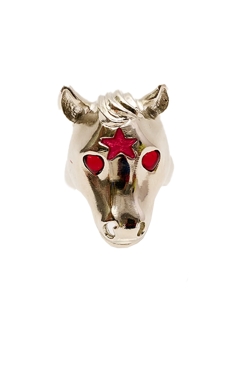 SILVER PINK BABY PONY RING