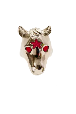 SILVER PINK BABY PONY RING