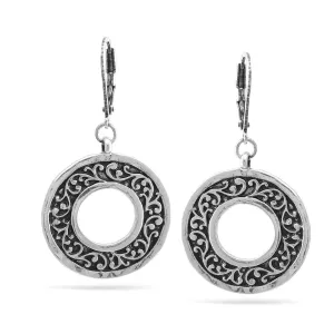 SILVER ROUND FILIGREE DROP EARRINGS #SWKK-11477A.SIL (OE25)