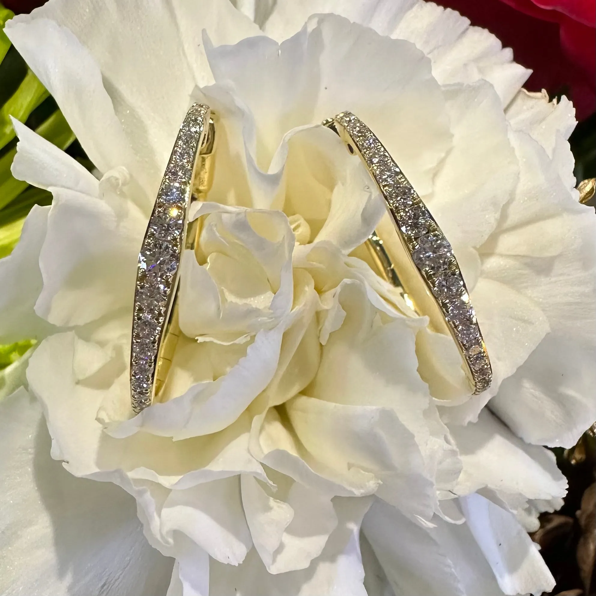 Simon G Diamond Tapered Hoop Earrings 18K Yellow Gold LE4650-Y