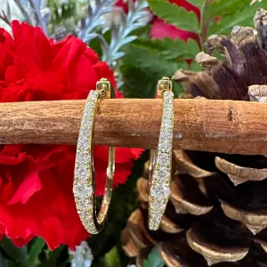 Simon G Diamond Tapered Hoop Earrings 18K Yellow Gold LE4650-Y