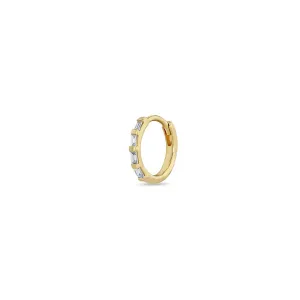 Single Baguette Diamond Hinge Huggie Hoop