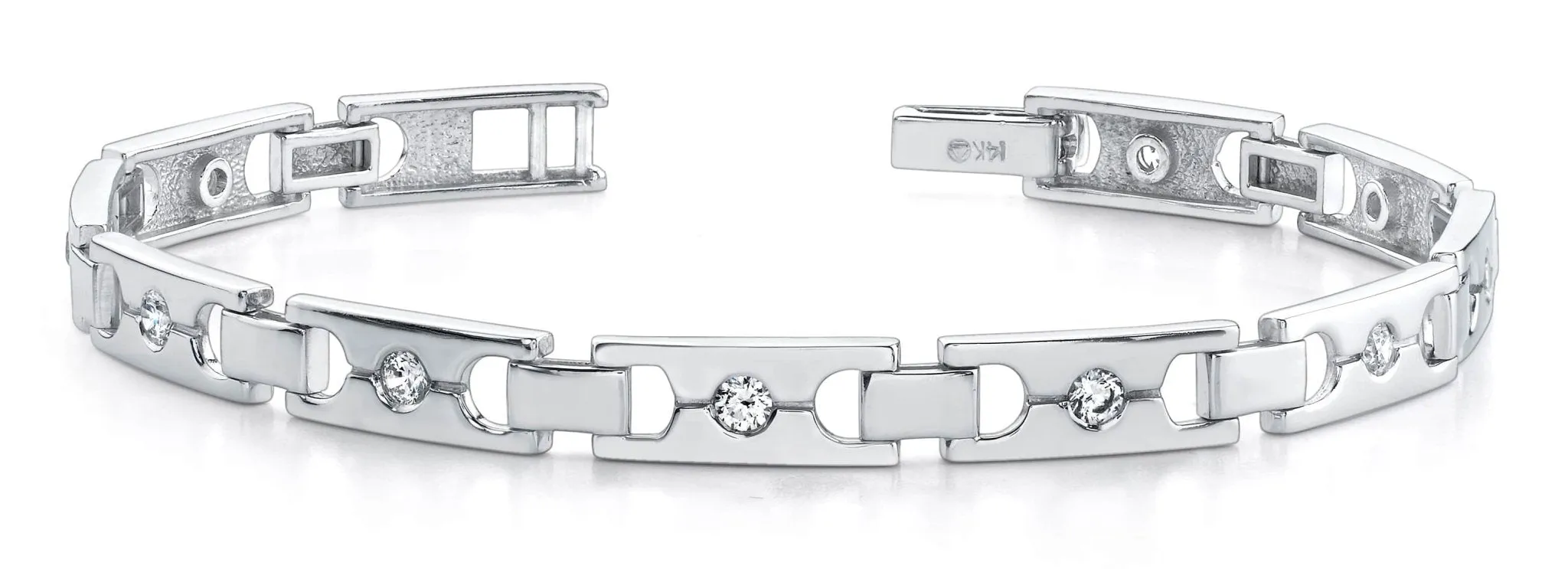 Single Diamond Buckle Link Diamond Bracelet with 0.95 ct.(finished) 2.9mm