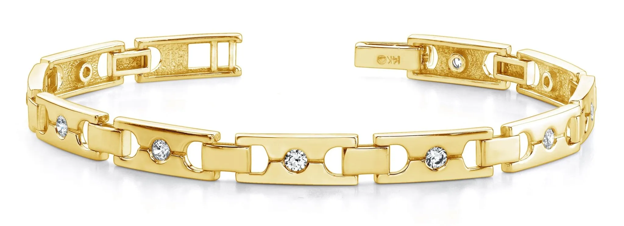 Single Diamond Buckle Link Diamond Bracelet with 0.95 ct.(finished) 2.9mm