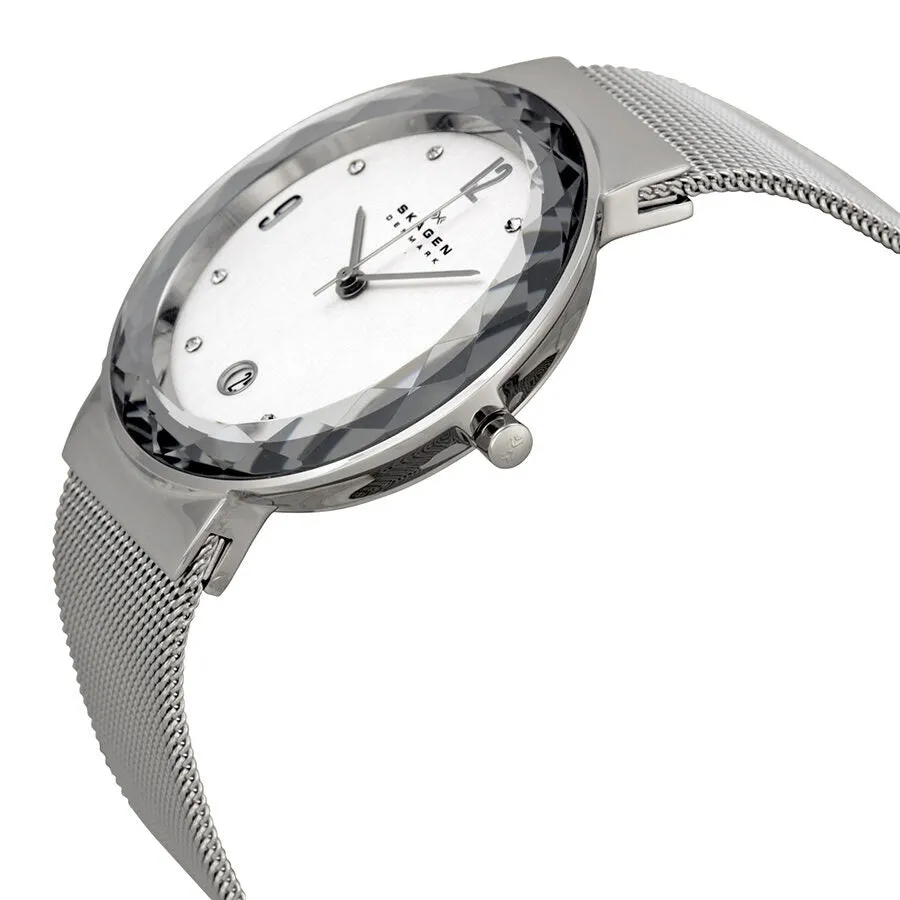 Skagen Leonora  Silver Dial Stainless Steel Mesh Ladies Watch SKW2004 (Defect)