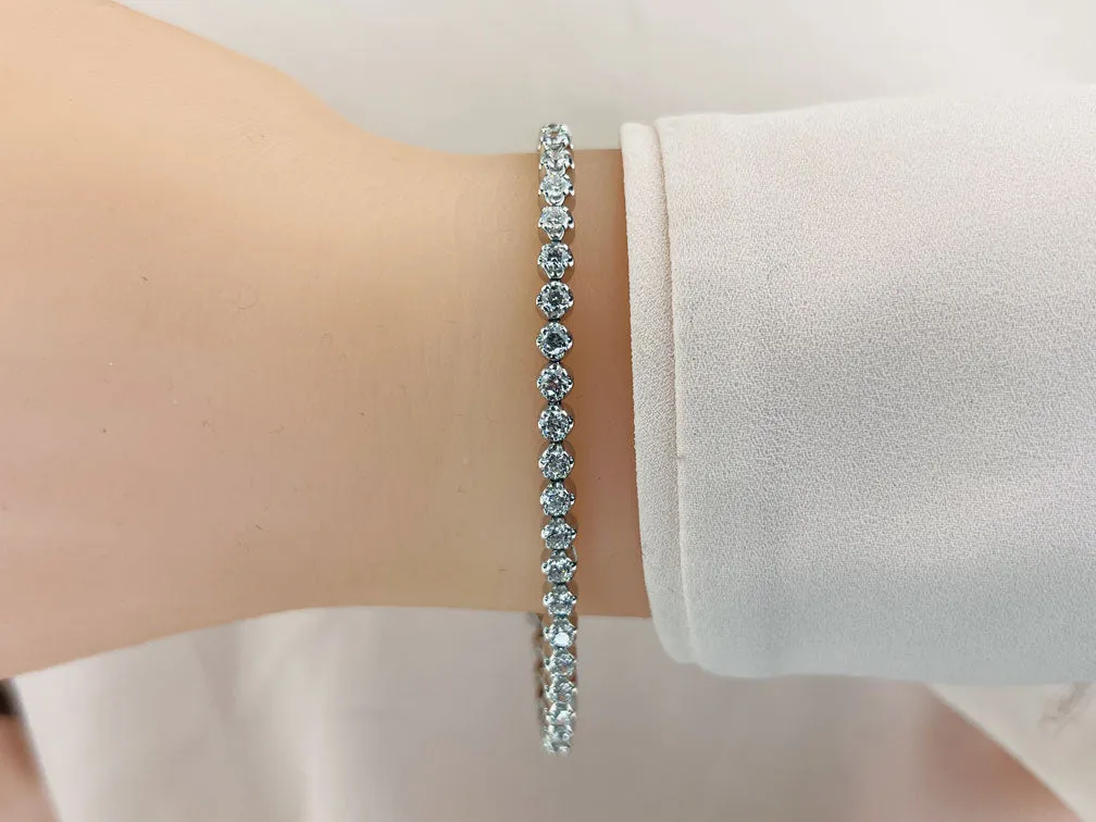 Solid Nugget Lab-Grown Diamond Tennis Bracelet with 1.06 ct.(finished) 1.6mm