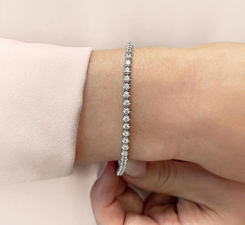 Solid Nugget Lab-Grown Diamond Tennis Bracelet with 1.06 ct.(finished) 1.6mm
